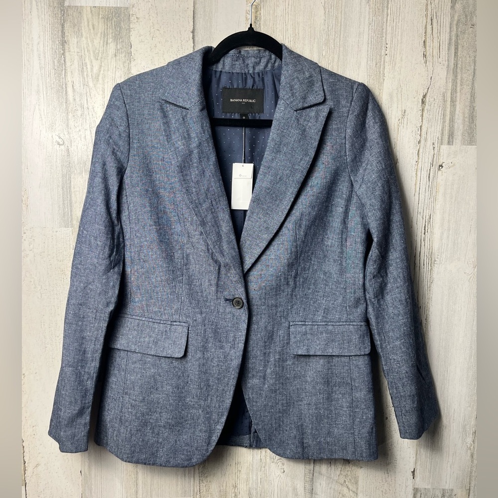 Banana Republic Blue Blazer Classic Tailored Suit Jacket NWT size 0